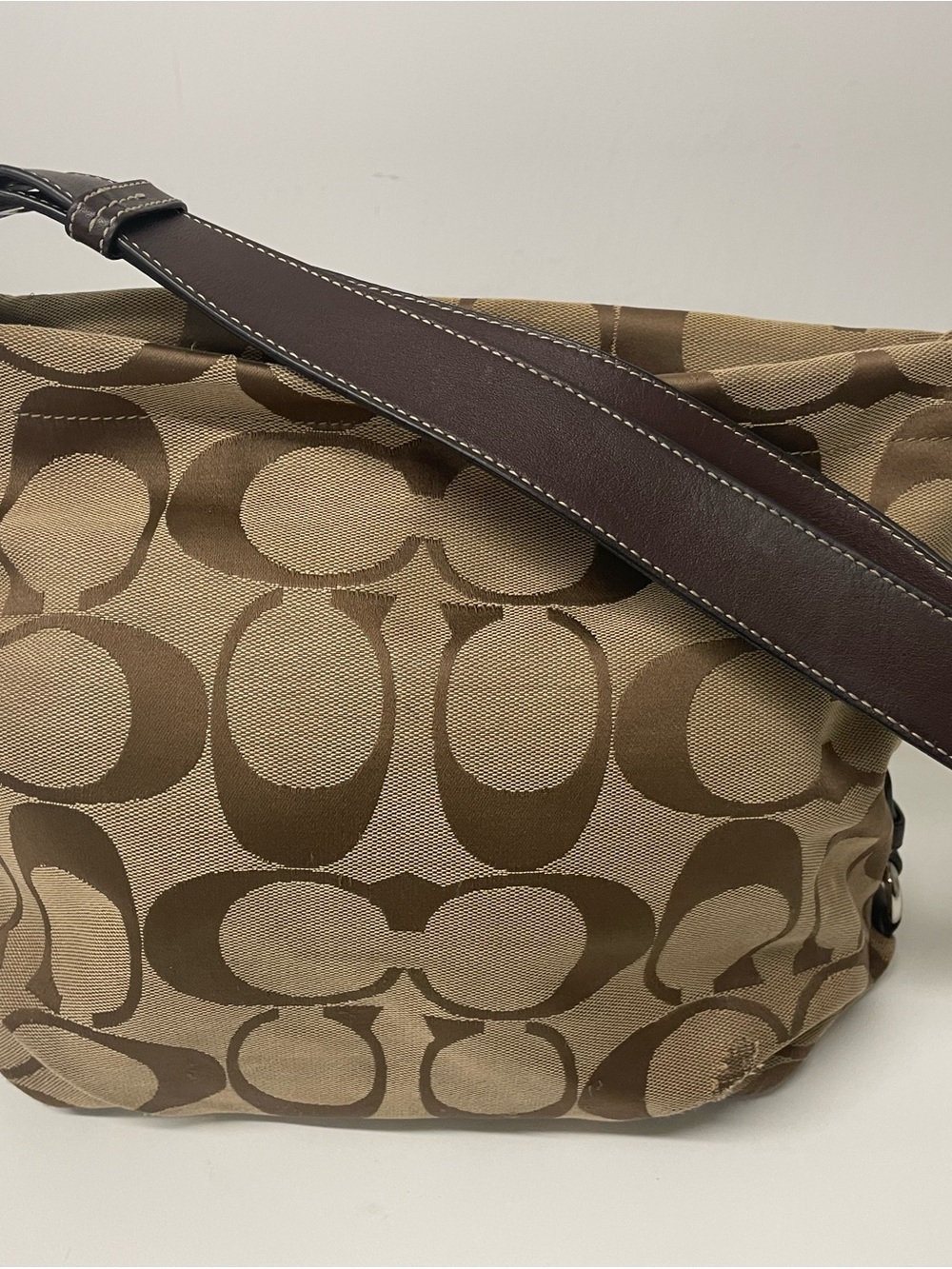 Coach Tan and Brown Signature Canvas Messenger Bag